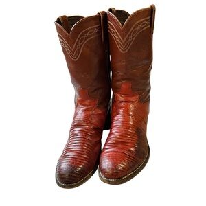 mens brown JUSTIN 3113 exotic cowboy western boots iguana‎ lizard leather 7 D